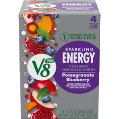 V8 +Energy Sparkling Pomegranate Blueberry can front view, plant-based energy boost