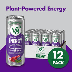 Pour shot of V8 +Energy Pomegranate Blueberry for a quick afternoon boost