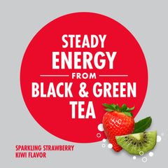 V8 +ENERGY Strawberry Kiwi ingredients splash showcases real fruit and vegetable juices.