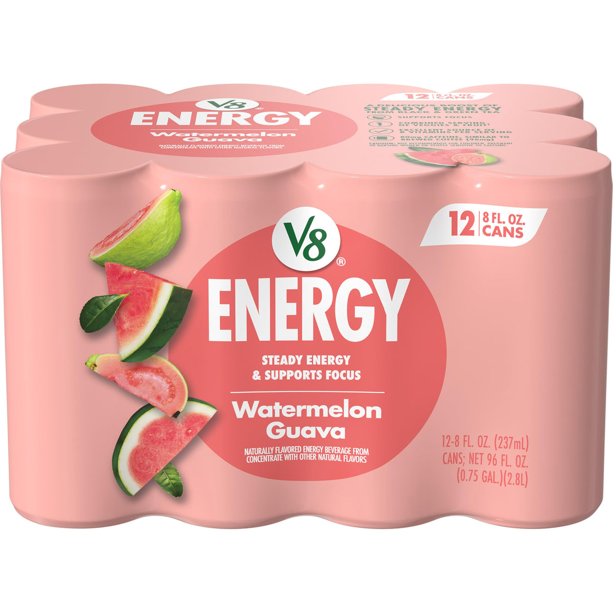 V8 Energy Watermelon Guava can front view for a refreshing energy boost.