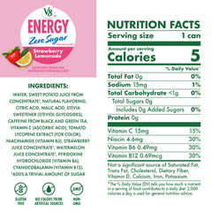 Close-up of a glass with V8 Energy Strawberry Lemonade for a refreshing, energizing moment