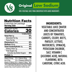 V8 blend of tomatoes and vegetables emphasizes plant-based goodness.