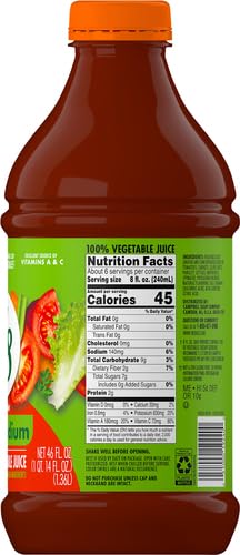 Gluten-free and non-GMO badge visible on V8 bottle