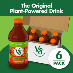 V8 Low Sodium Spicy Hot bottle pour captures a smooth stream ideal for sipping over ice.