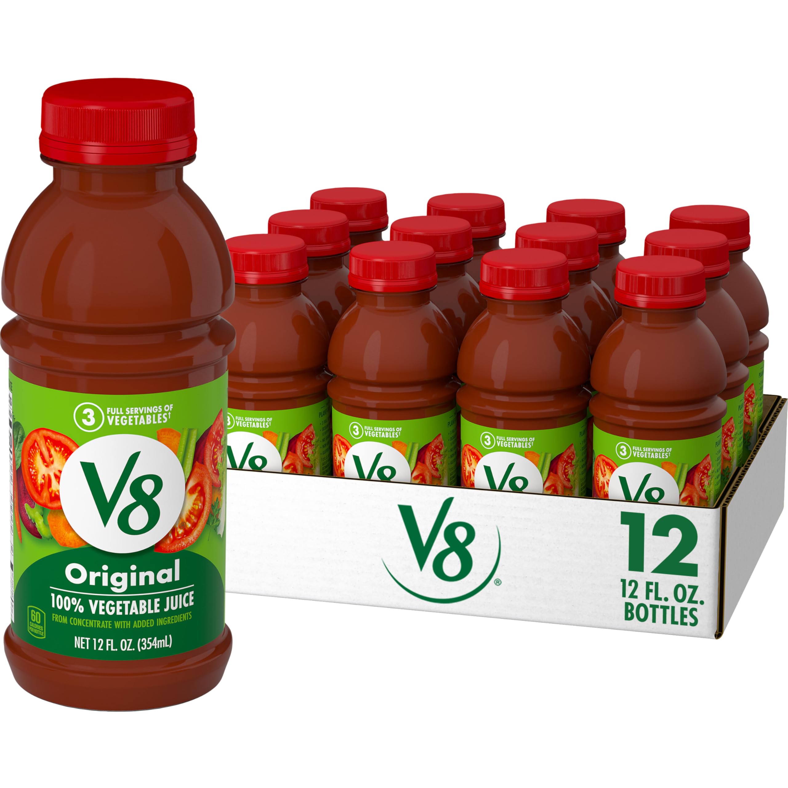 V8 Original 12-oz bottle of vegetable juice, savory and convenient