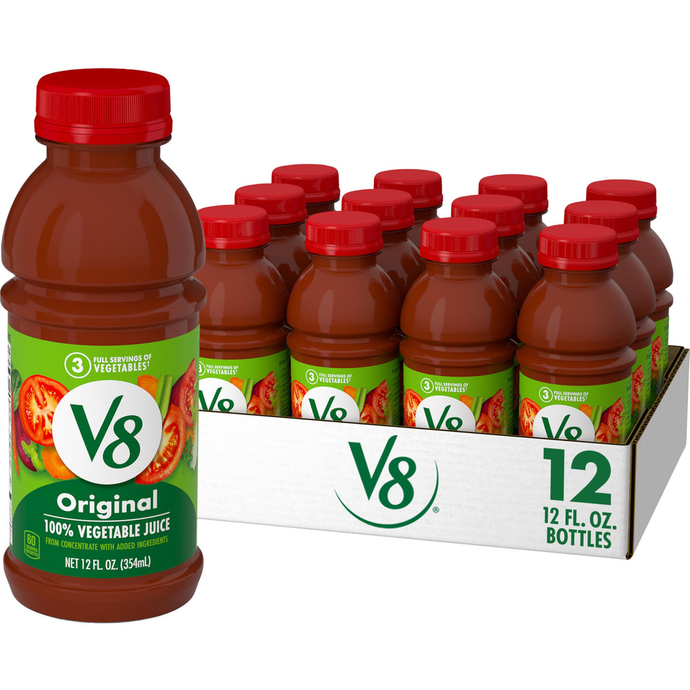 V8 Original 12-oz bottle of vegetable juice, savory and convenient