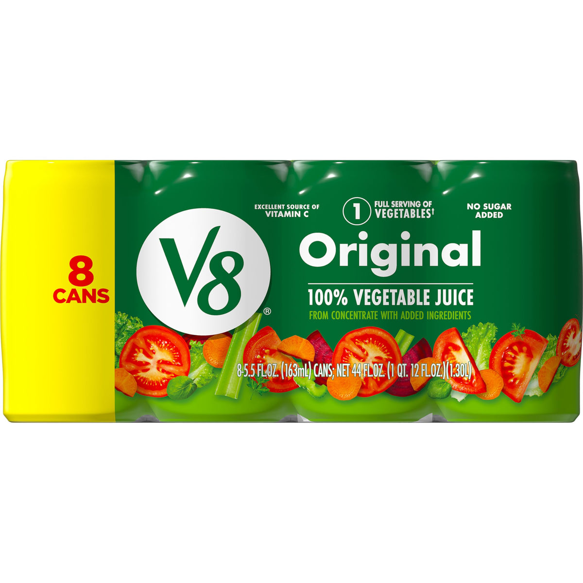 V8 Original 5.5 oz can provides one serving of vegetables for a convenient snack.