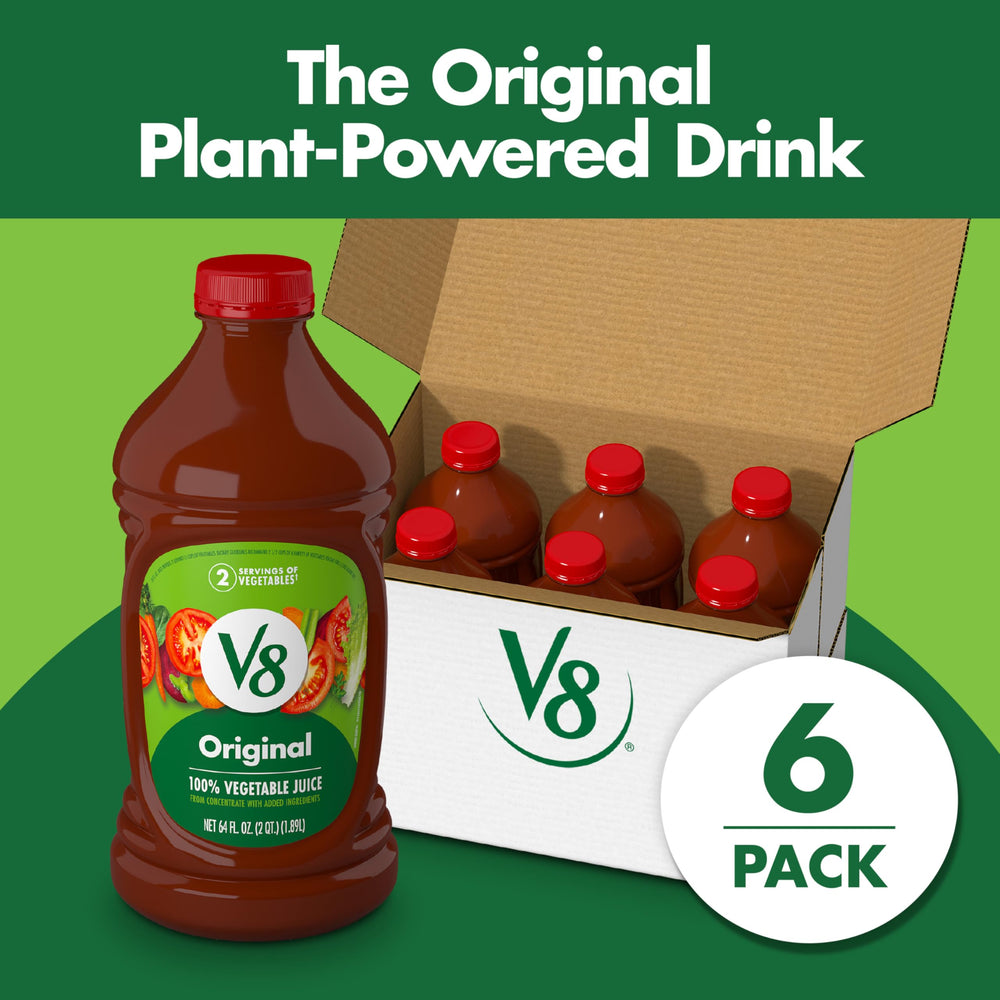 V8 Original Vegetable Juice served over ice for a refreshing morning drink