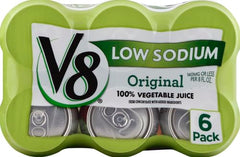 V8 Original served in a glass with ice demonstrates refreshing veggie juice on the go.