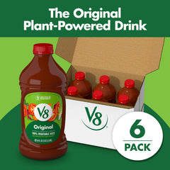 V8 Original Vegetable Juice served over ice for a refreshing morning drink