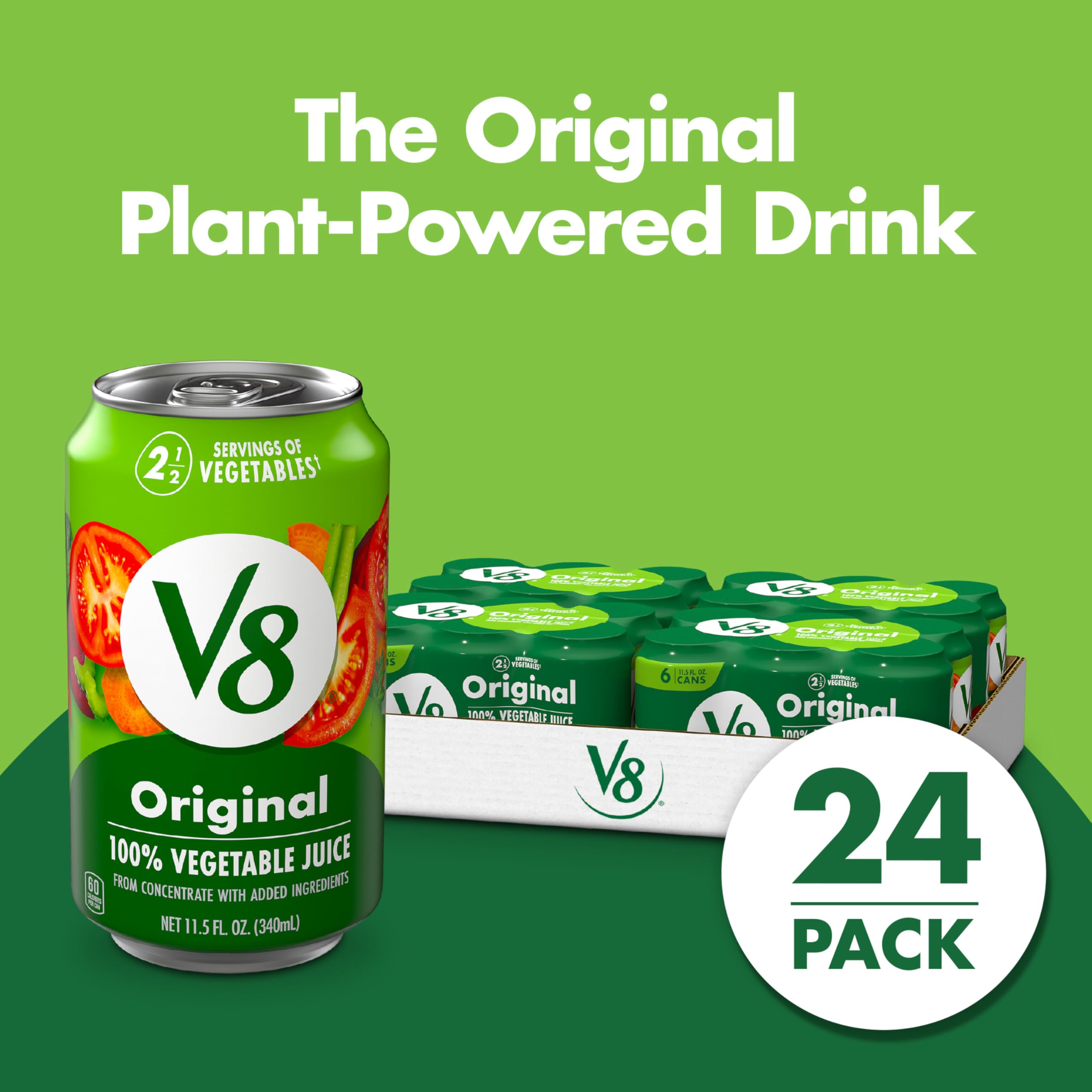 V8 Original juice being poured into a glass, easy veggie intake on the go.