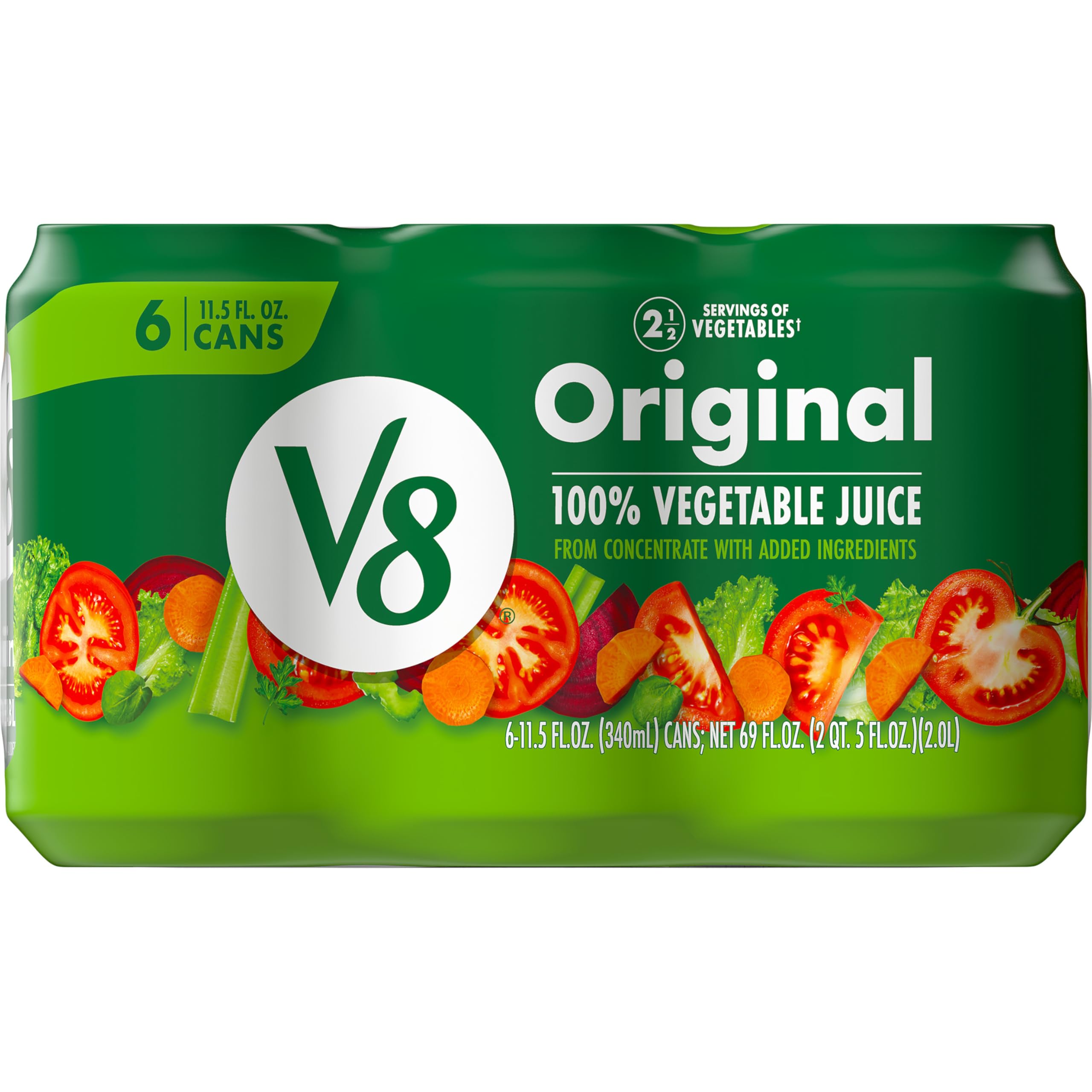 V8 Original six-pack cans provide a convenient veggie boost.