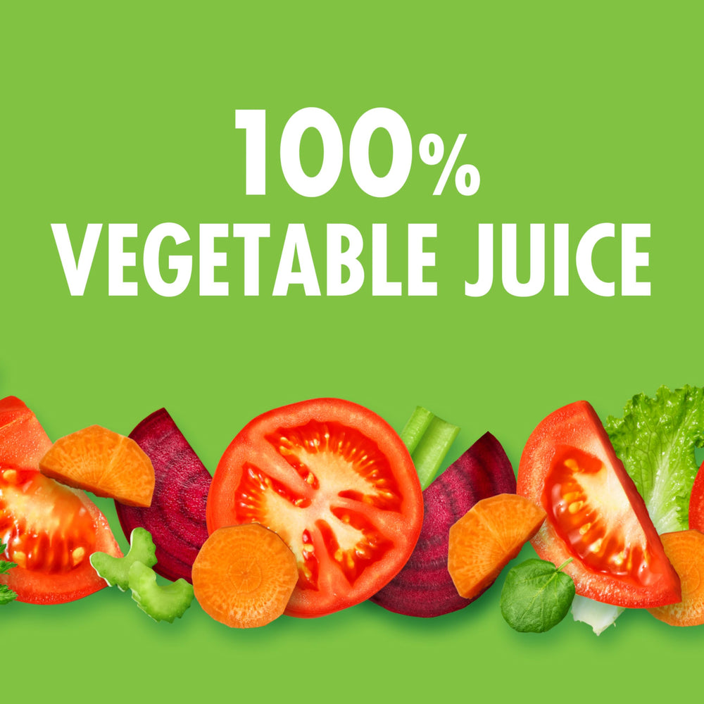 V8 Original 100% Vegetable Juice blends tomatoes and seven vegetables for daily veggie intake.