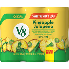 V8 Pineapple Jalapeño 8oz can with bold, vegetable-forward juice