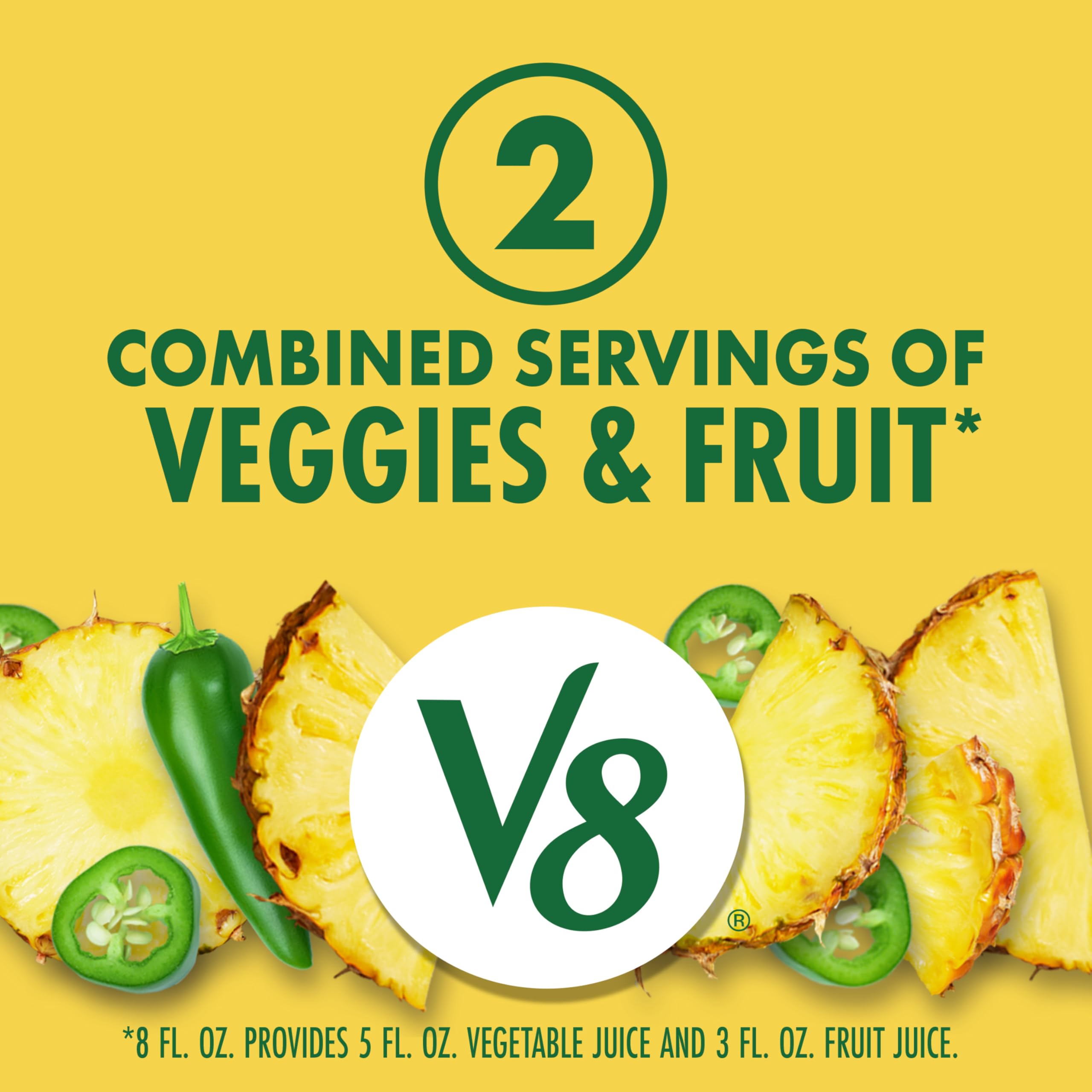V8 Pineapple Jalapeño ingredients panel highlights real produce