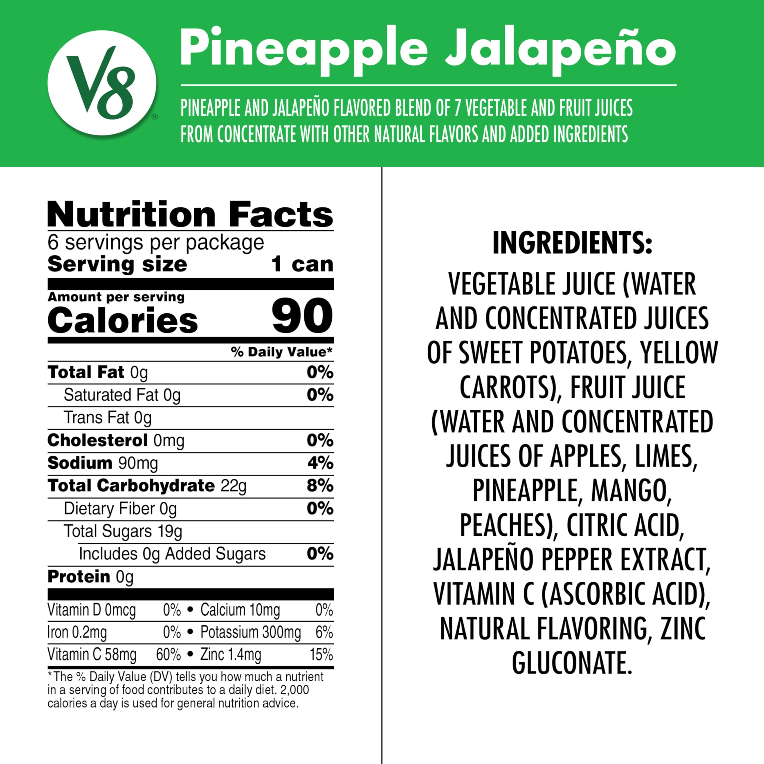 V8 Pineapple Jalapeño six-pack ready for meals