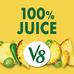 V8 Pineapple Jalapeño pour into glass conveys sweet-spicy, refreshing sip