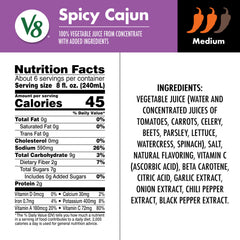 V8 Spicy Cajun pour showing medium heat ideal for cooking.