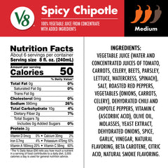 V8 Spicy Chipotle roasted peppers close-up highlights natural heat and smokiness.