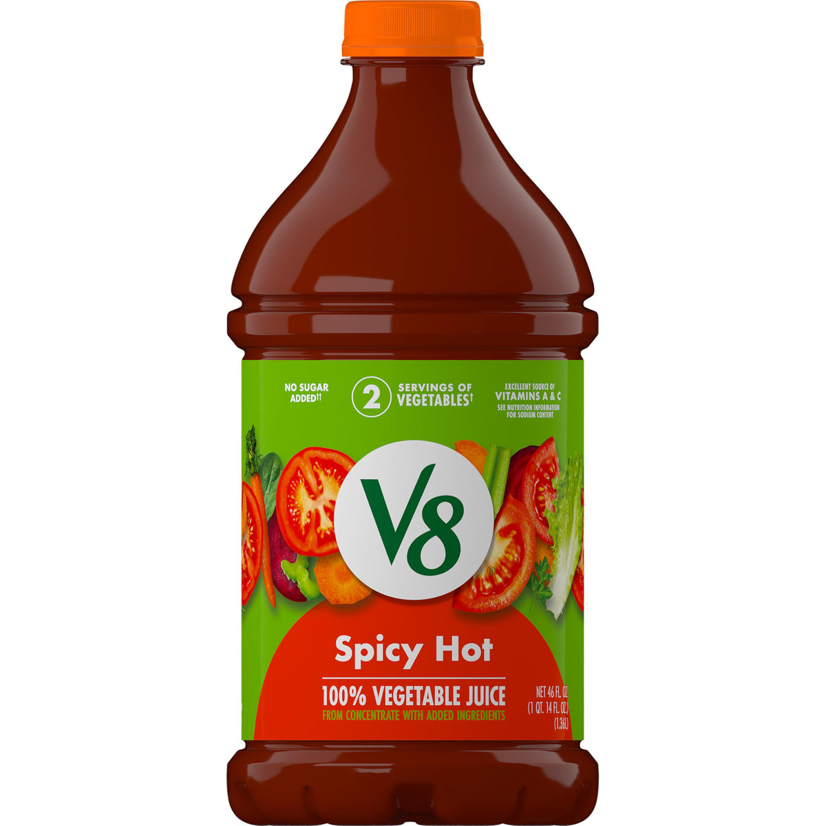 V8 Spicy Hot bottle 46oz ready for family meals and quick veggie boosts