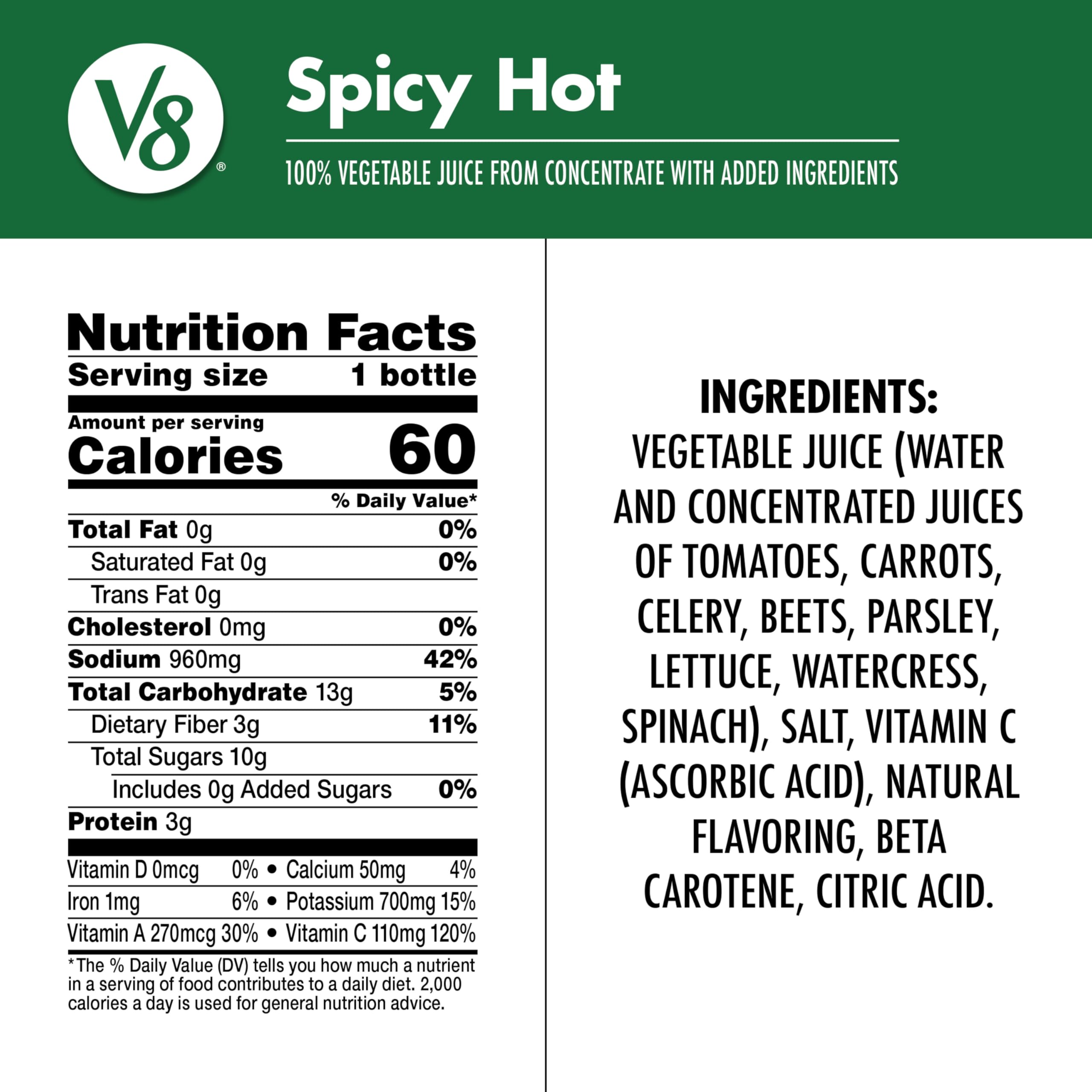 V8 Spicy Hot juice poured into a glass for easy on-the-go nutrition