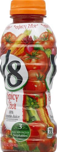 V8 Spicy Hot 12-pack packaging on display for convenient shopping