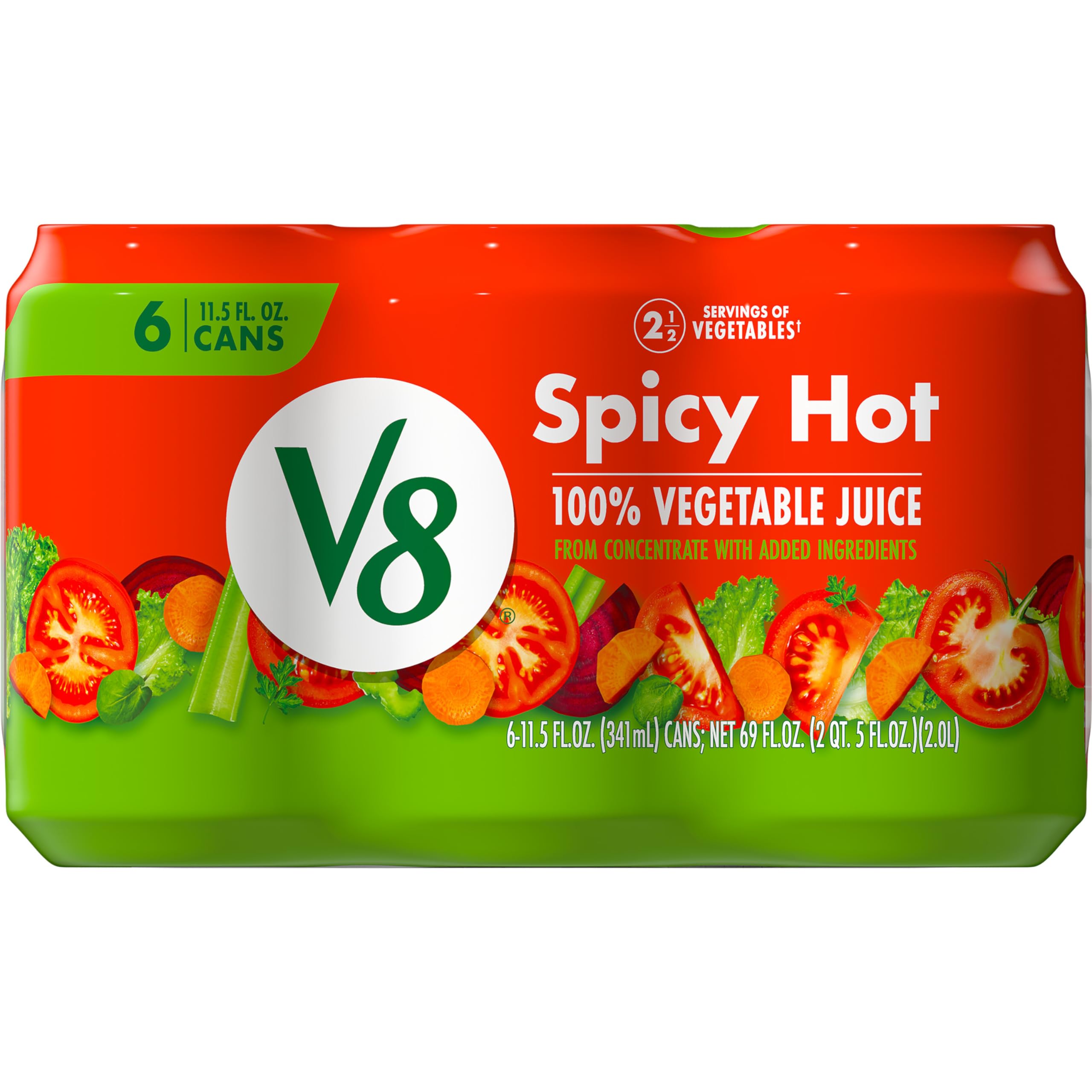 V8 Spicy Hot vegetable juice can front view, a quick veggie boost