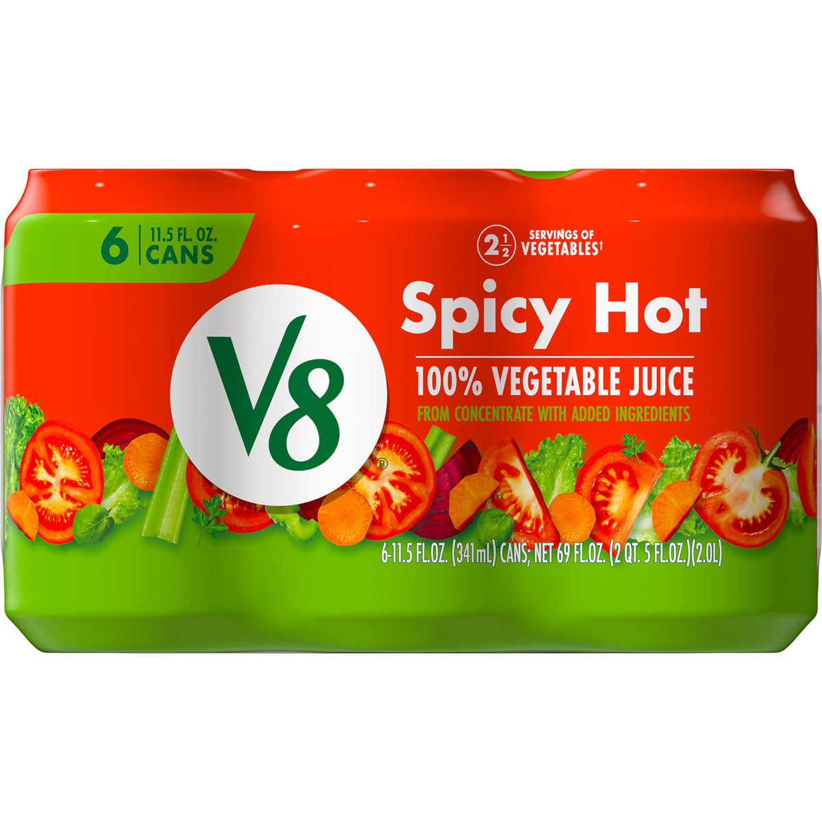 V8 Spicy Hot vegetable juice can front view, a quick veggie boost