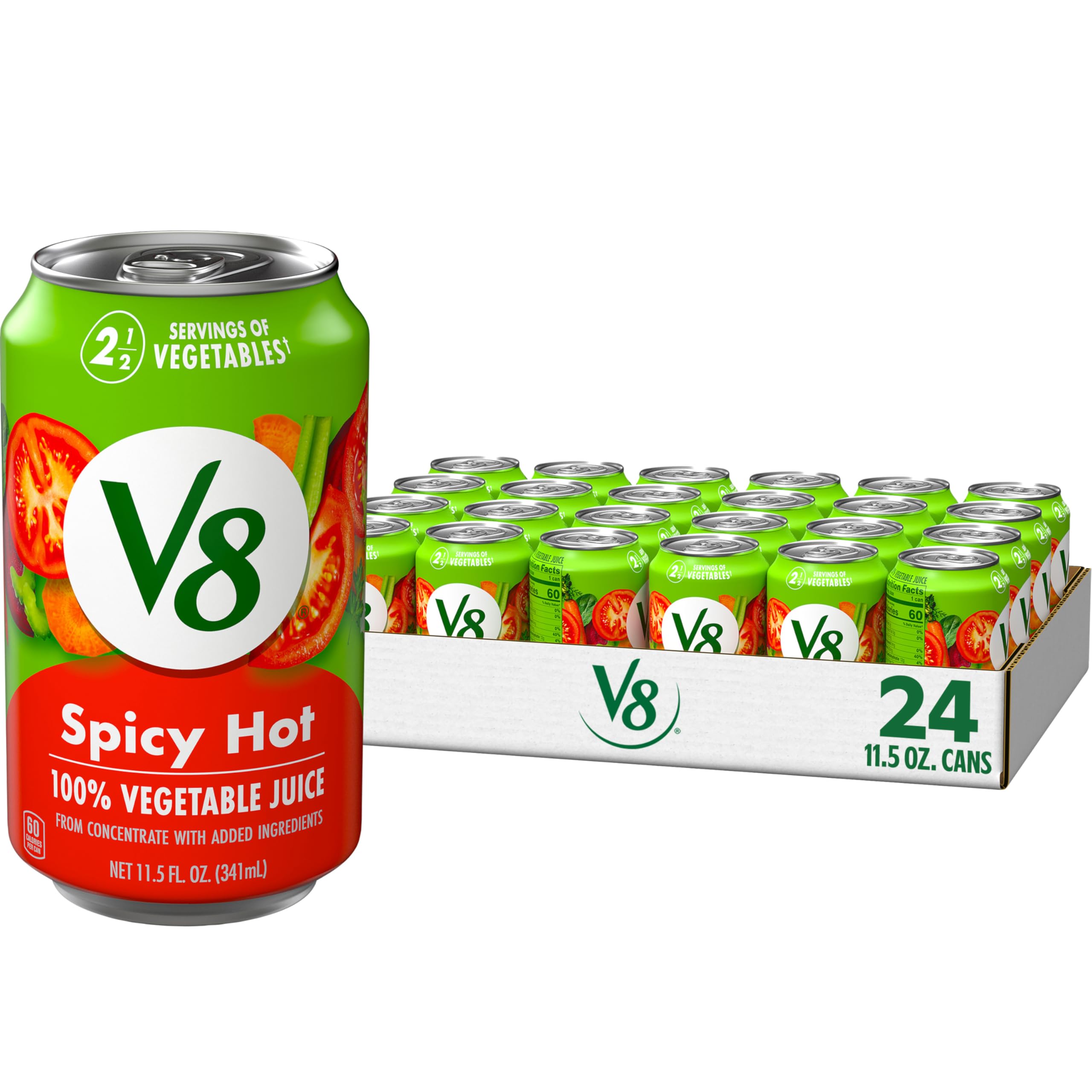 V8 Spicy Hot vegetable juice can ready to drink for a veggie boost.