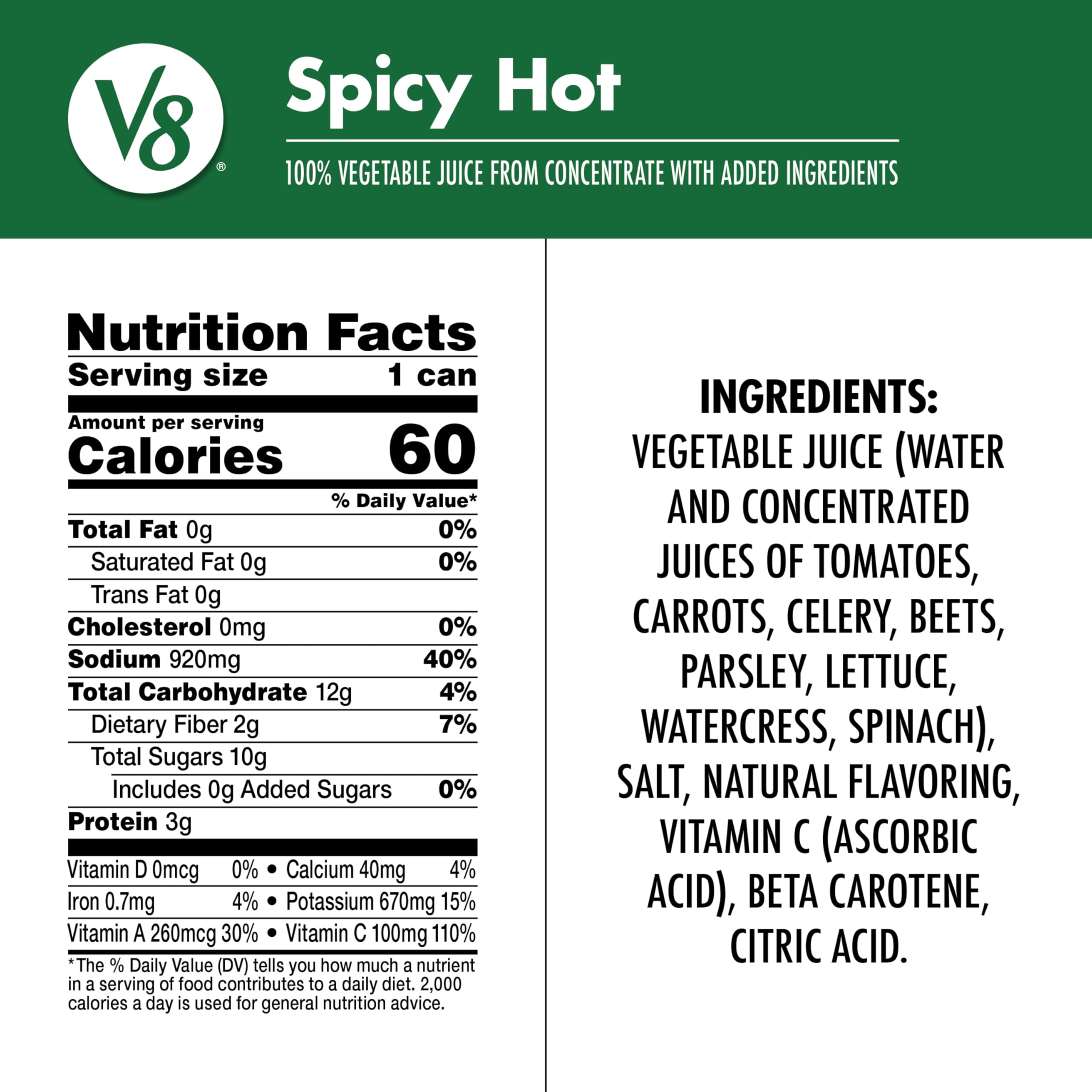 V8 Spicy Hot glass with garnish demonstrates flavor versatility.