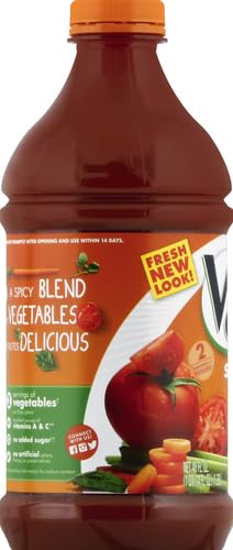 V8 Spicy Hot vegetable juices mix visual emphasizing eight-vegetable blend versatility