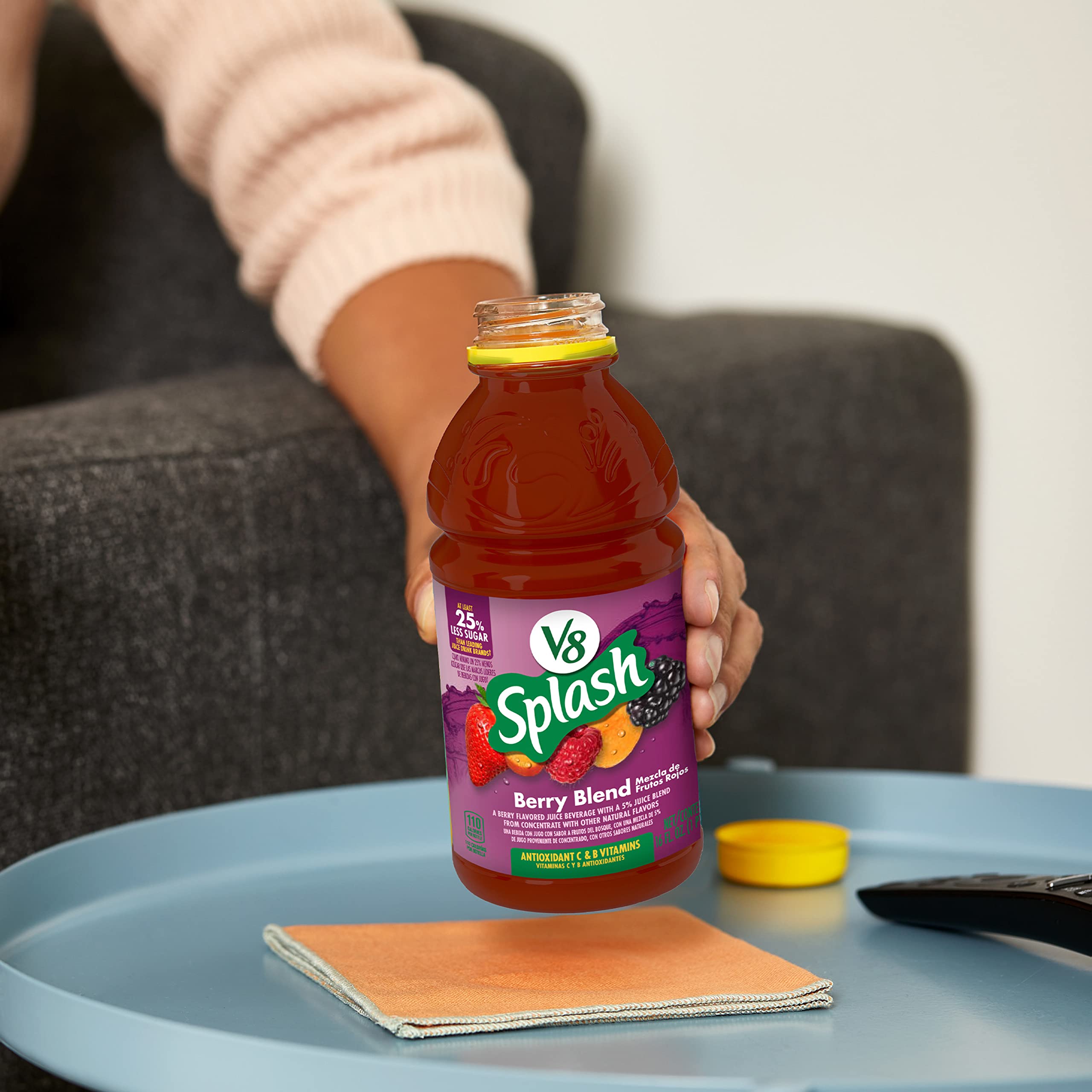 V8 Splash Berry Blend ingredients highlight sweet potato and carrot base