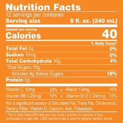 V8 Splash Tropical Blend bottle back highlighting ingredients and gluten-free status.