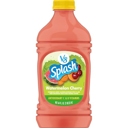 V8 Splash Watermelon Cherry bottle shows a refreshing, low-calorie option for daily hydration.