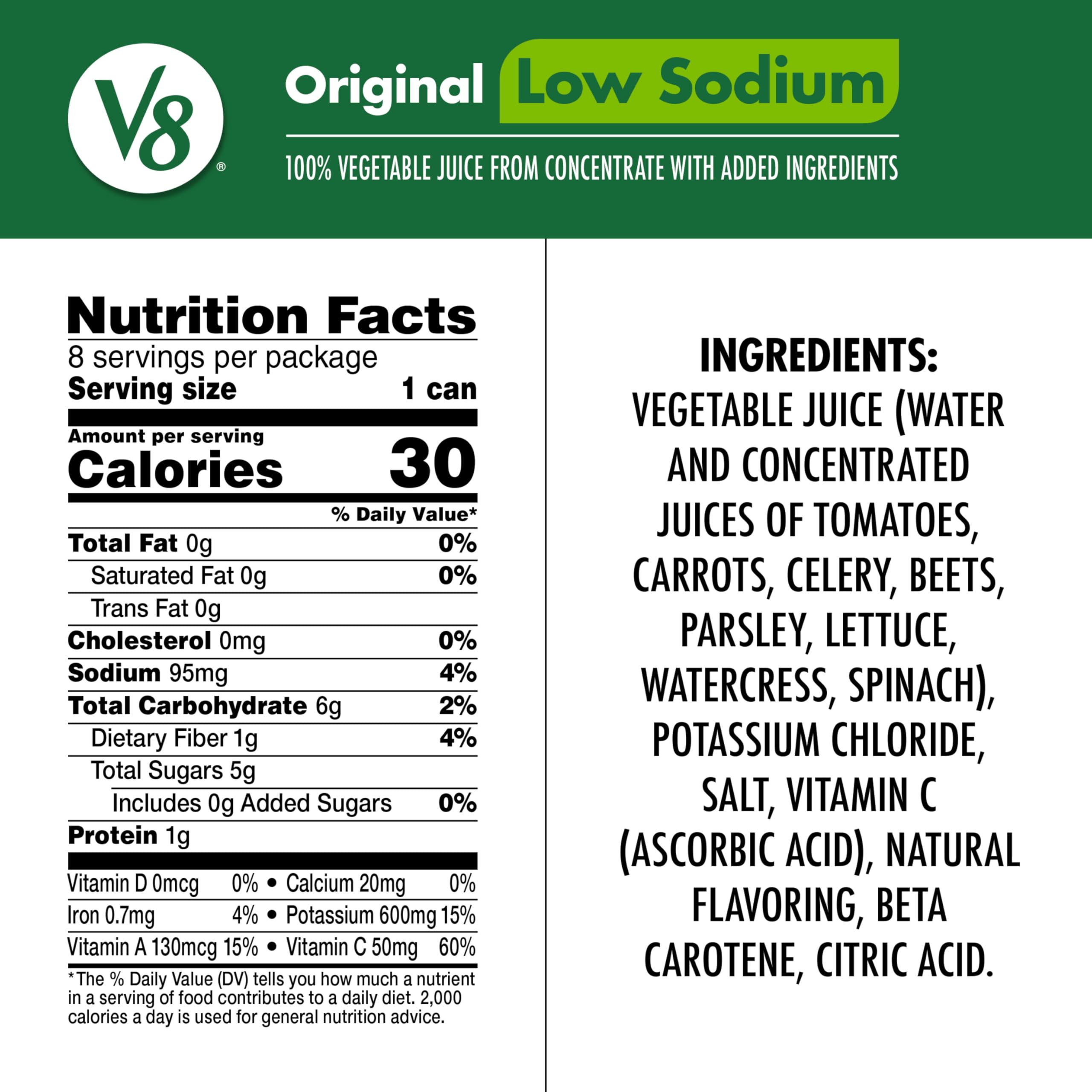 V8 vegetable juice pour shows savory blend, convenient for quick veggies