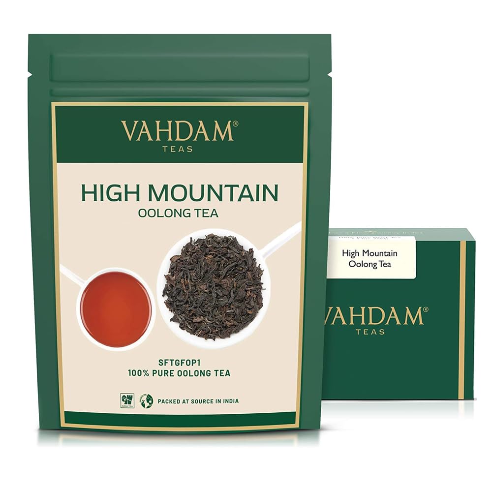 VAHDAM High Mountain Oolong tea leaves in loose form for a fragrant, vibrant brew.