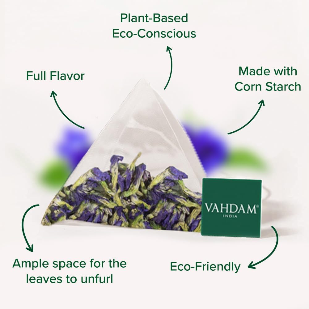 VAHDAM blue pea flower bloom in a cup with floral aroma