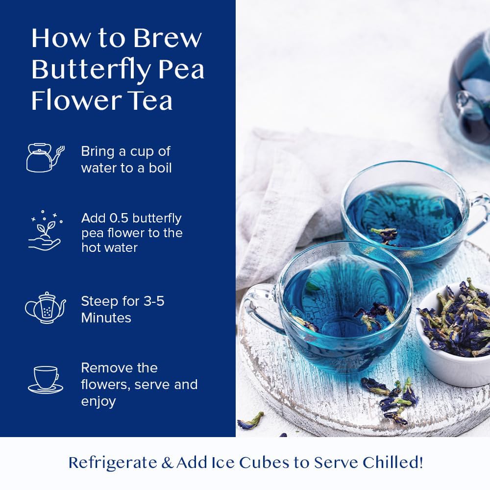 VAHDAM Butterfly Blue Pea Tea dried flower use inspires baking and desserts.