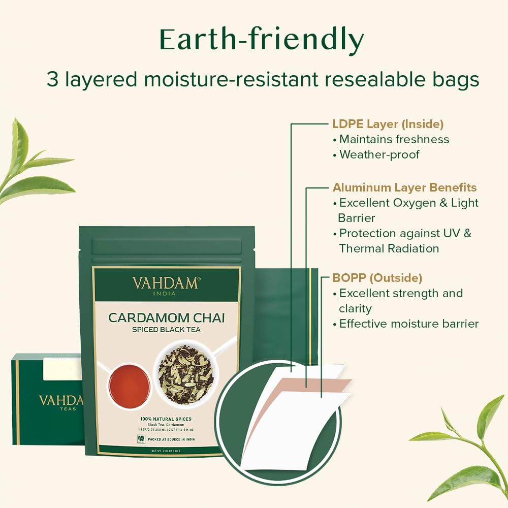 VAHDAM Cardamom Chai company ethics note, transparent and fair-trade.
