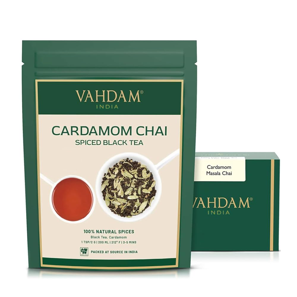 VAHDAM Cardamom Chai loose leaf for bold, fragrant brews.