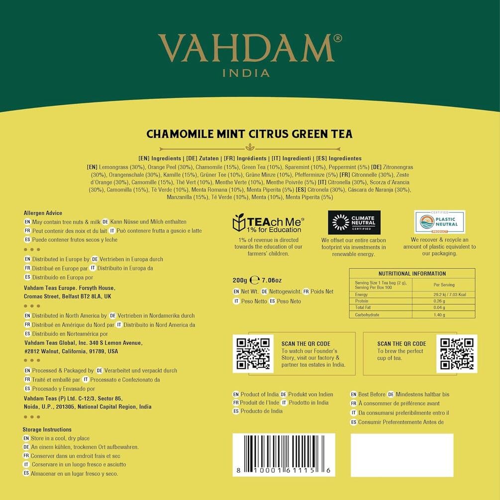 VAHDAM chamomile evening ritual promotes calm and unwinding.