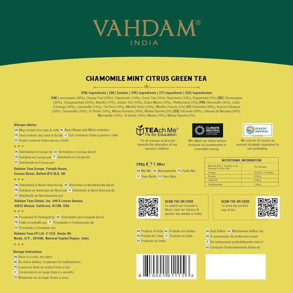 VAHDAM chamomile evening ritual promotes calm and unwinding.