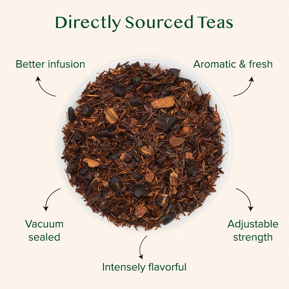 VAHDAM Chocolate Vanilla Herbal Tea cup ready for a caffeine-free afternoon
