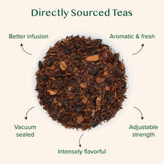 VAHDAM Chocolate Vanilla Herbal Tea cup ready for a caffeine-free afternoon