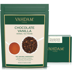 VAHDAM Chocolate Vanilla Herbal Tea packaging preserves freshness