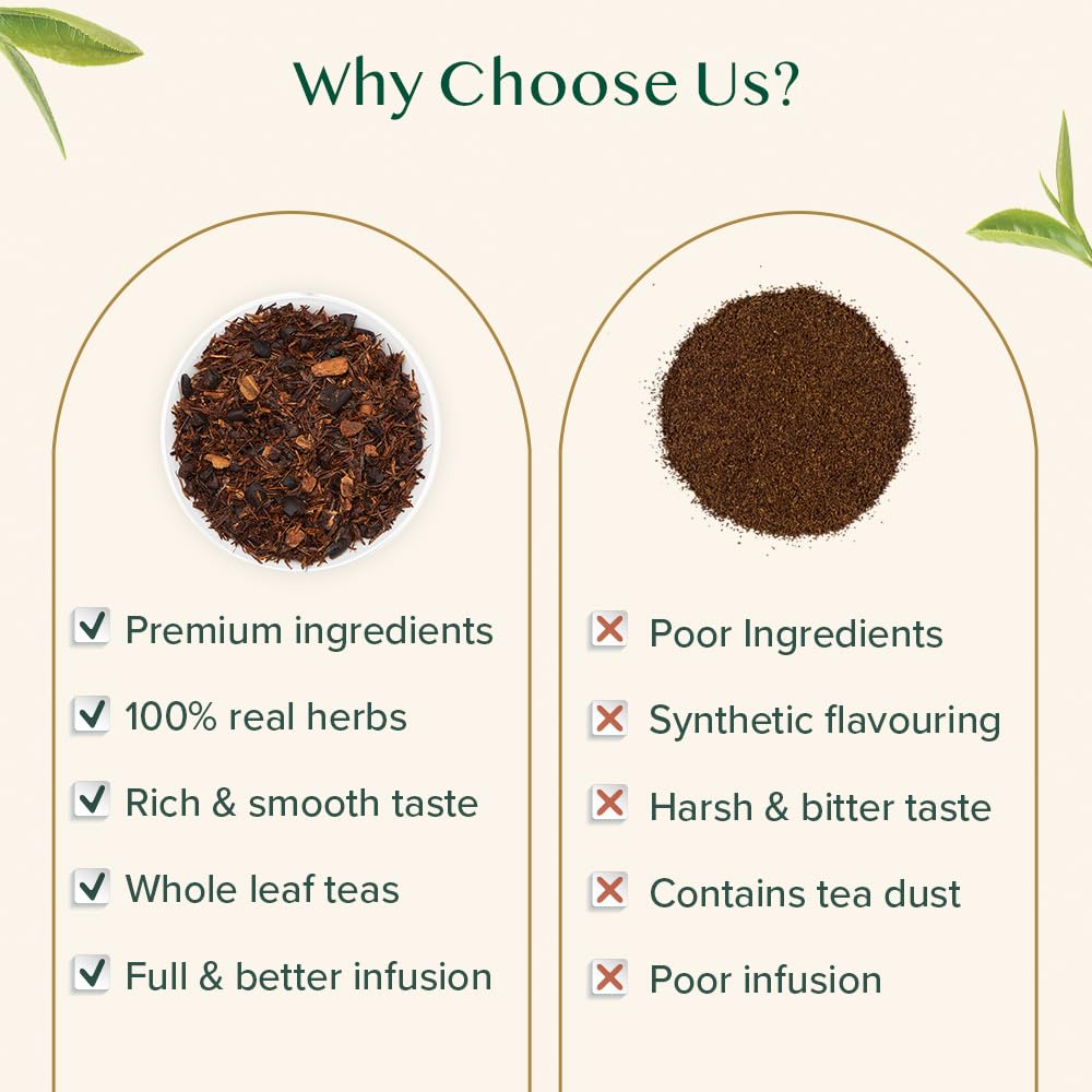 VAHDAM Chocolate Vanilla Herbal Tea sourced from premium plantations