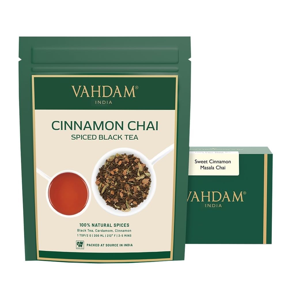 VAHDAM Cinnamon Masala Chai loose leaf tea for a fragrant brew
