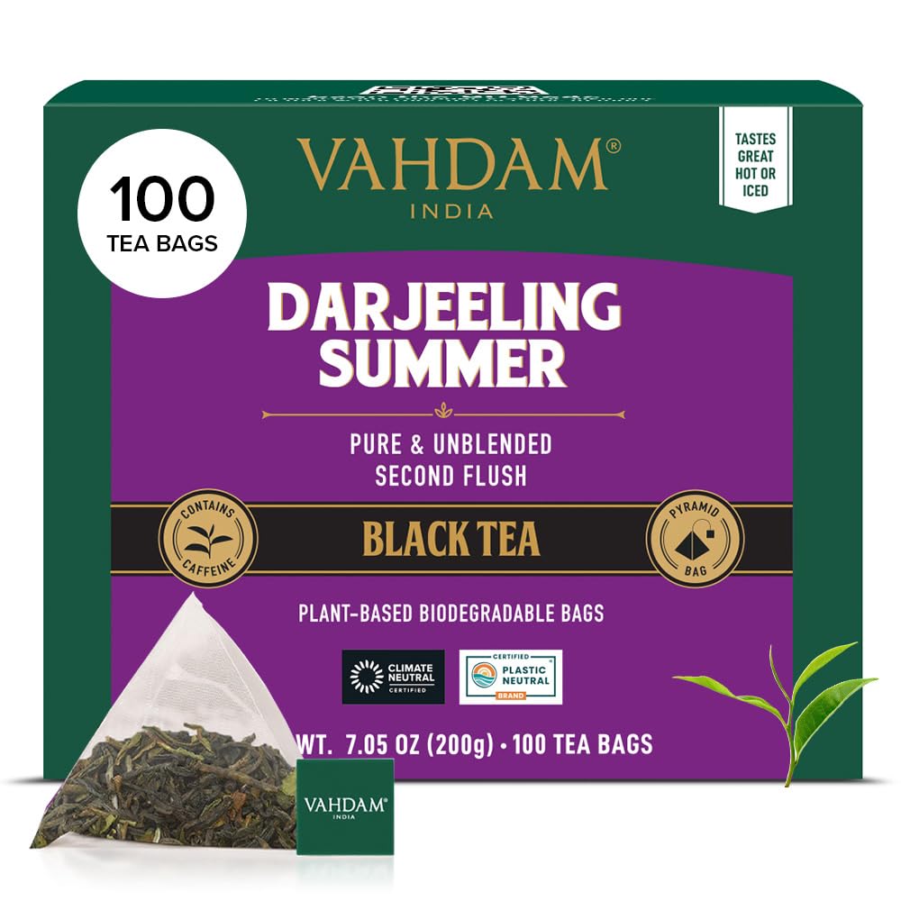 VAHDAM Darjeeling tea bags packaging showcasing authentic second flush aroma.