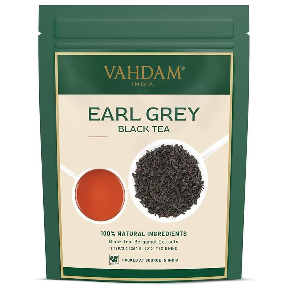 VAHDAM Earl Grey loose leaf tea with bergamot aroma for bright daily cups.