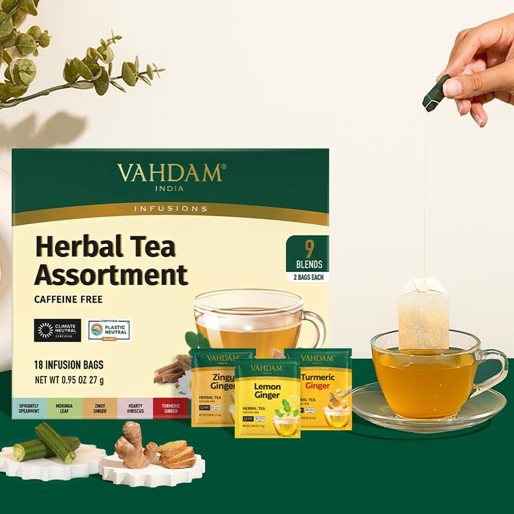 VAHDAM ginger-hibiscus blend creates a bright, balanced cup with warming notes